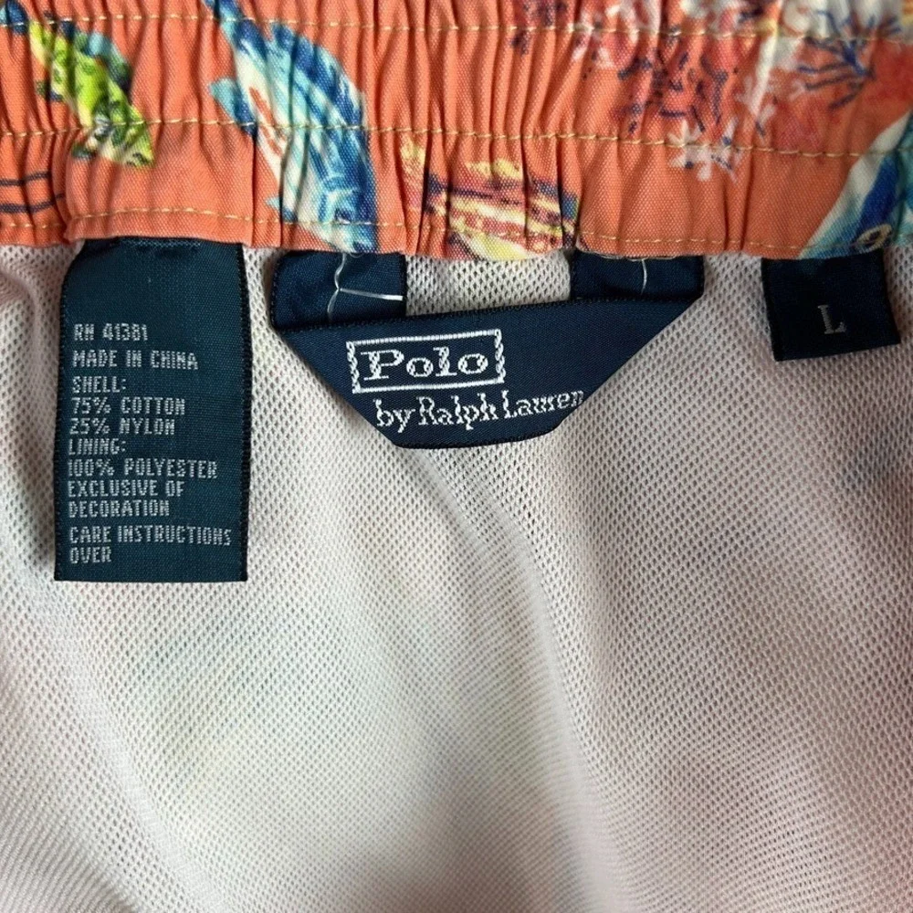 Vintage Polo Ralph Lauren Saltwater Fish All Over Print‎ Swim Trunks Men's Large